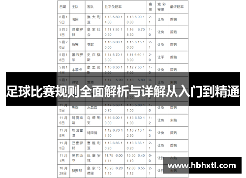 足球比赛规则全面解析与详解从入门到精通